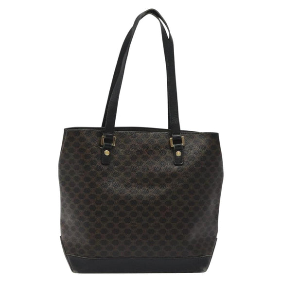 CELINE Macadam Canvas Tote Bag PVC Leather Black Auth BD844