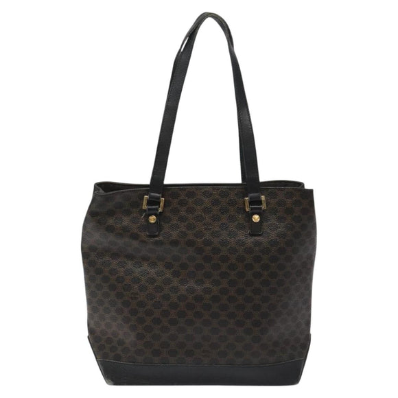 CELINE Macadam Canvas Tote Bag PVC Leather Black Auth BD844