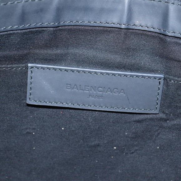 BALENCIAGA Clutch Bag Canvas White Black Silver 373840 Auth bs17958