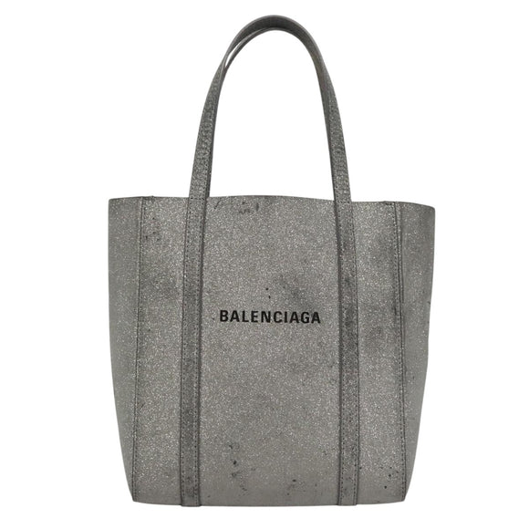 BALENCIAGA Everyday XXS Hand Bag Leather 2way Silver Auth bs21056