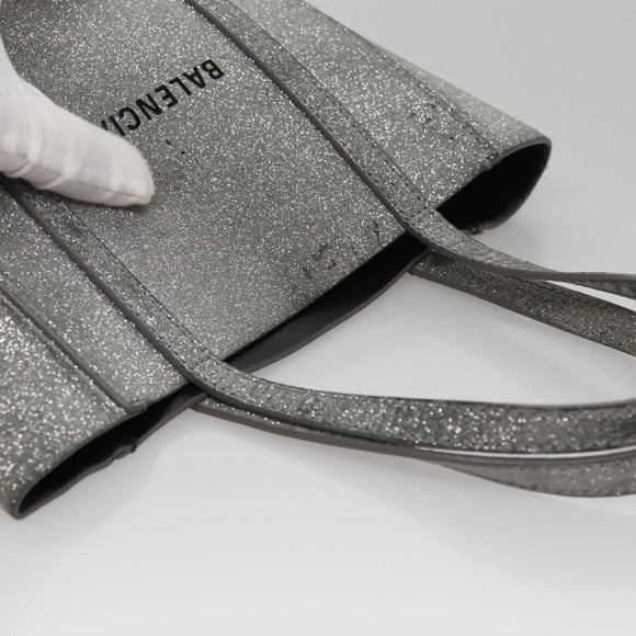 BALENCIAGA Everyday XXS Hand Bag Leather 2way Silver Auth bs21056