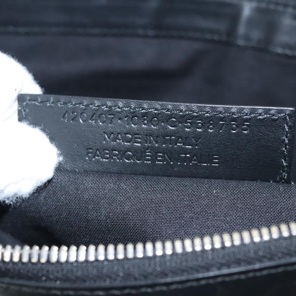 BALENCIAGA Clutch Bag Canvas Black White 420407 Auth bs21562