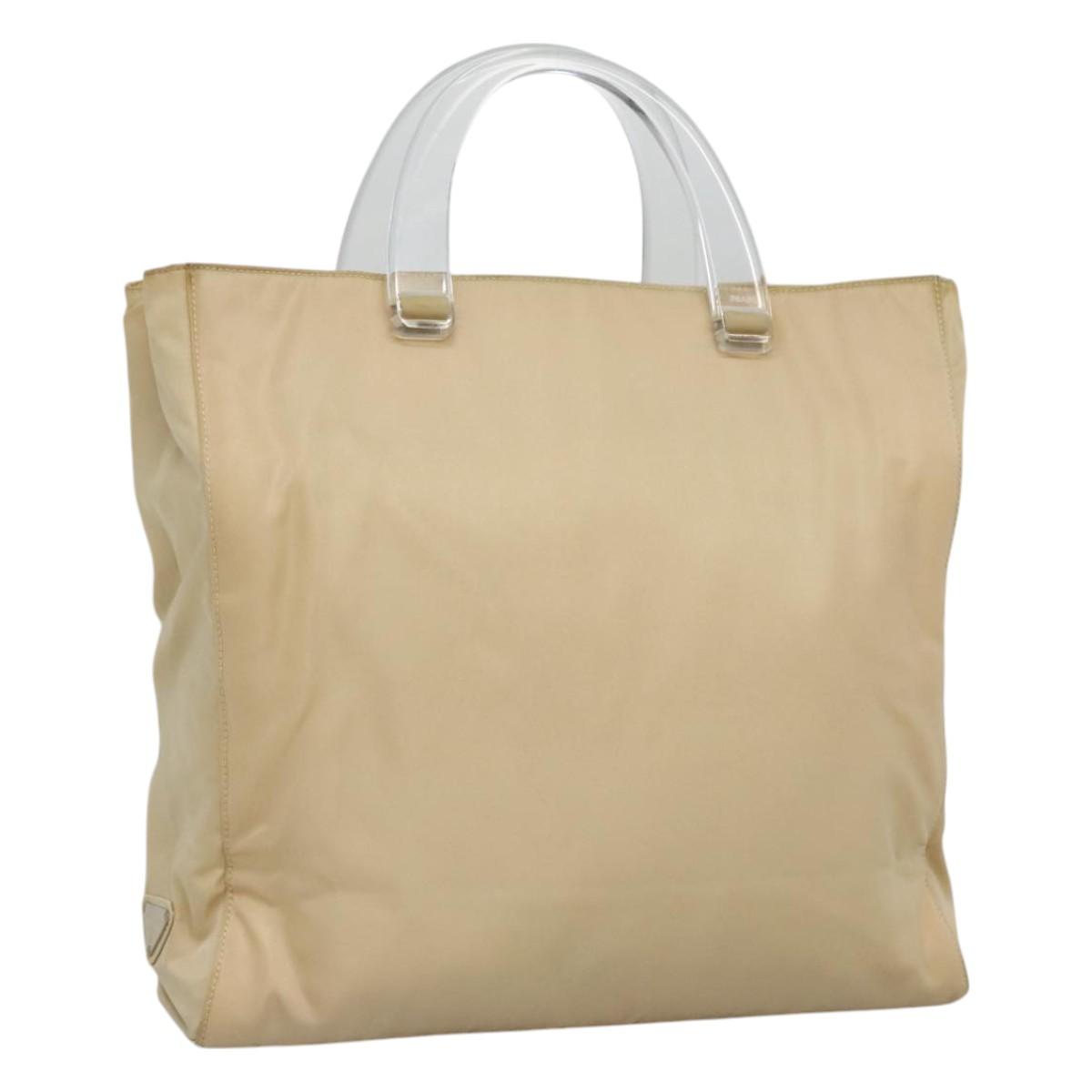 PRADA Hand Bag Nylon Plastic Beige Clear Auth bs22980 | Brand 