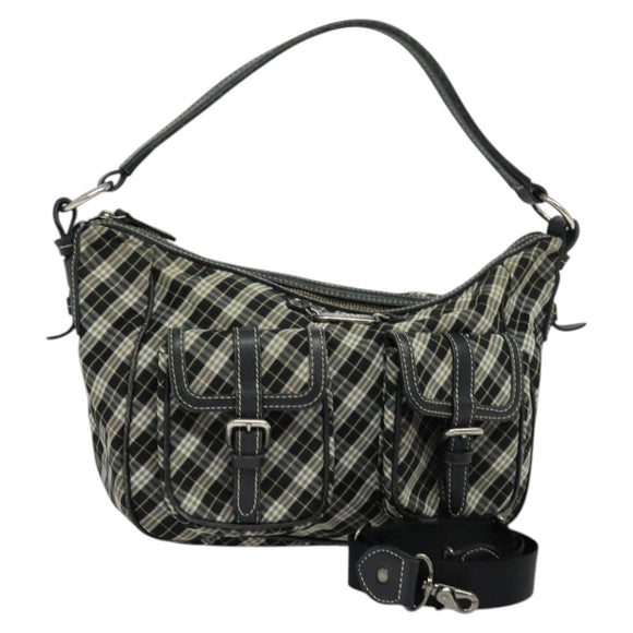 BURBERRY Nova Check Hand Bag Canvas 2way Black Auth bs24315