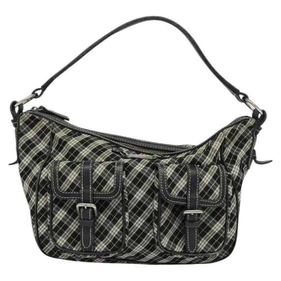 BURBERRY Nova Check Hand Bag Canvas 2way Black Auth bs24315