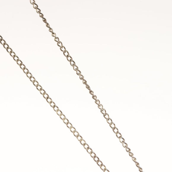 CHANEL Clover Necklace metal Silver CC Auth bs26614