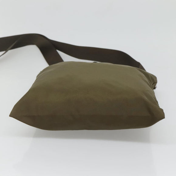 PRADA Shoulder Bag Nylon Khaki Silver Auth bs26652