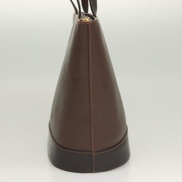 BURBERRY Tote Bag Leather Brown Gold Auth bs26689