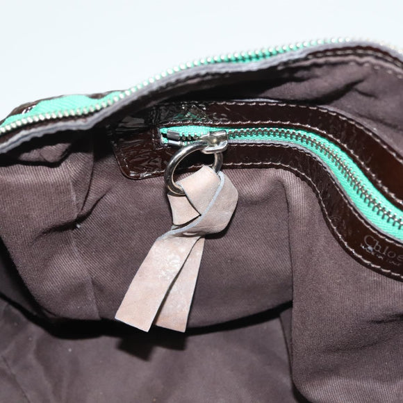 Chloe Hand Bag Enamel Brown Auth bs26736