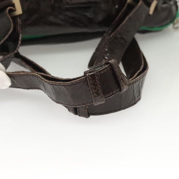 Chloe Hand Bag Enamel Brown Auth bs26736