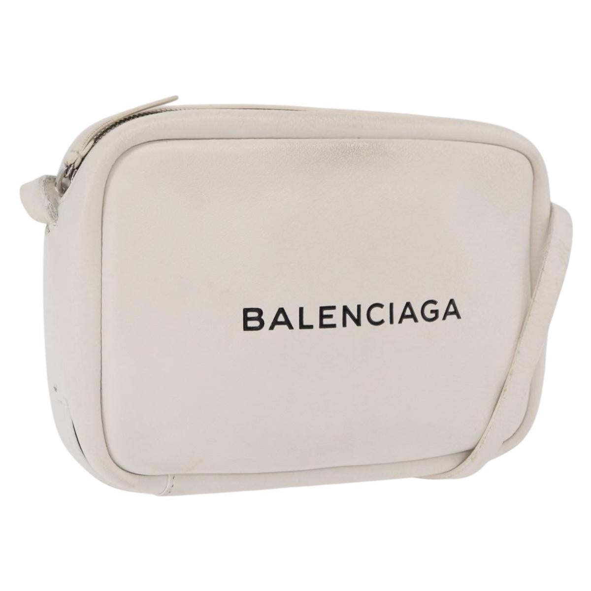 Balenciaga Shoulder Bag Leather White Silver 489812 Auth bs37703