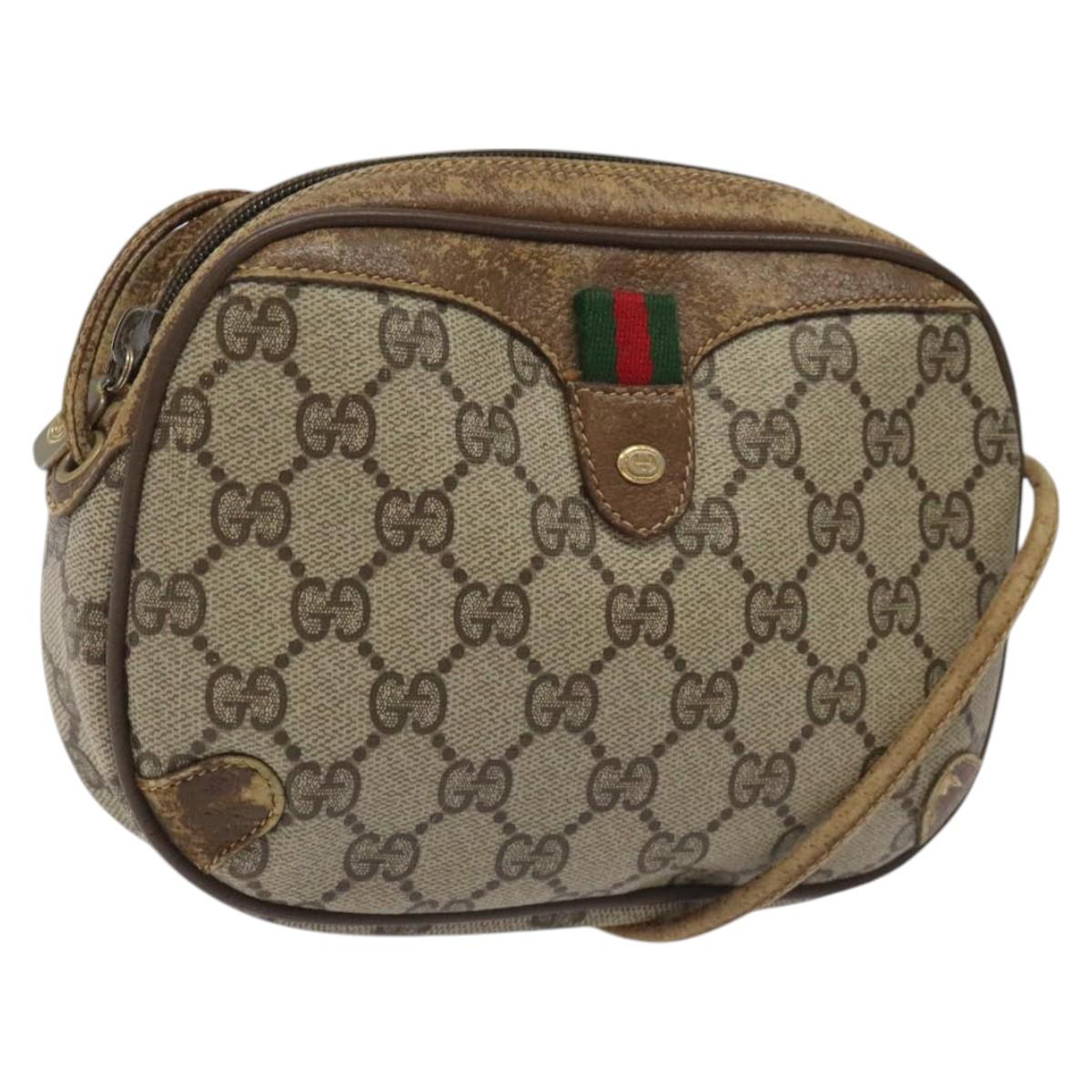 GUCCI GG Supreme Web Sherry Line Shoulder Bag PVC Beige 89 02 066 