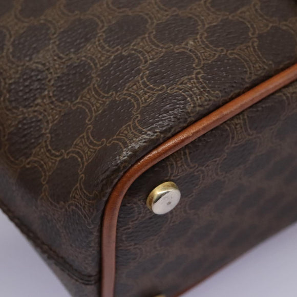 CELINE Macadam Canvas Shoulder Bag PVC Leather Brown Gold Auth EC156