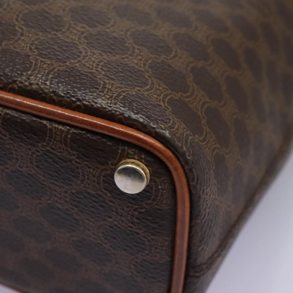 CELINE Macadam Canvas Shoulder Bag PVC Leather Brown Gold Auth EC156