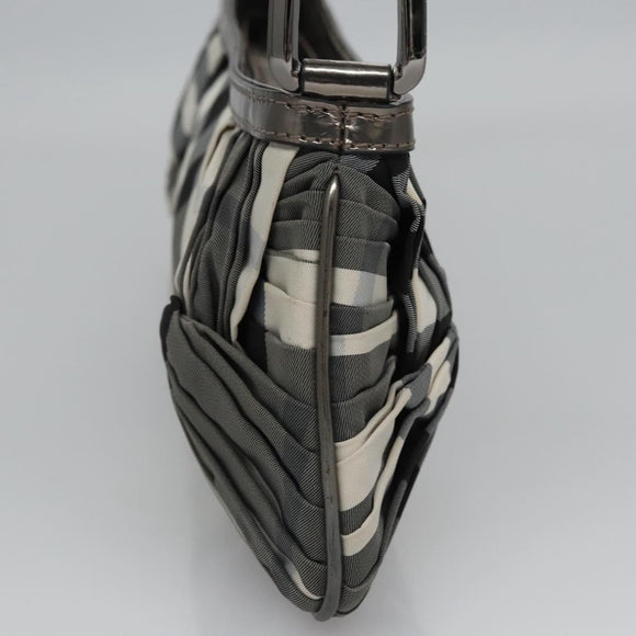 BURBERRY Nova Check Shoulder Bag Nylon Gray Auth EC594