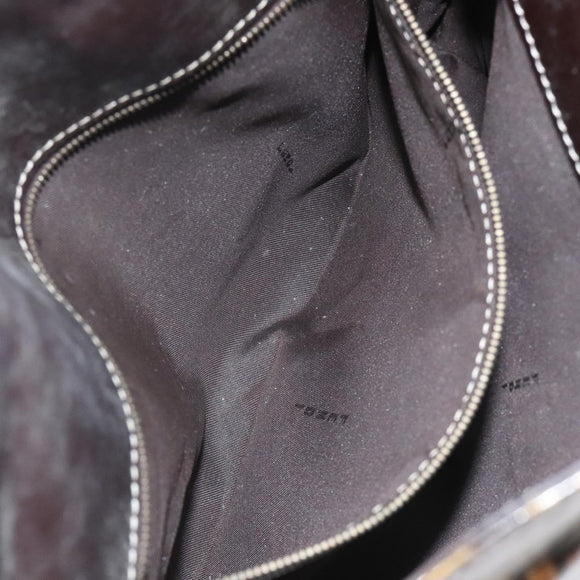 FENDI Zucchino Canvas Mamma Baguette Shoulder Bag PVC Brown Gold Auth EC724