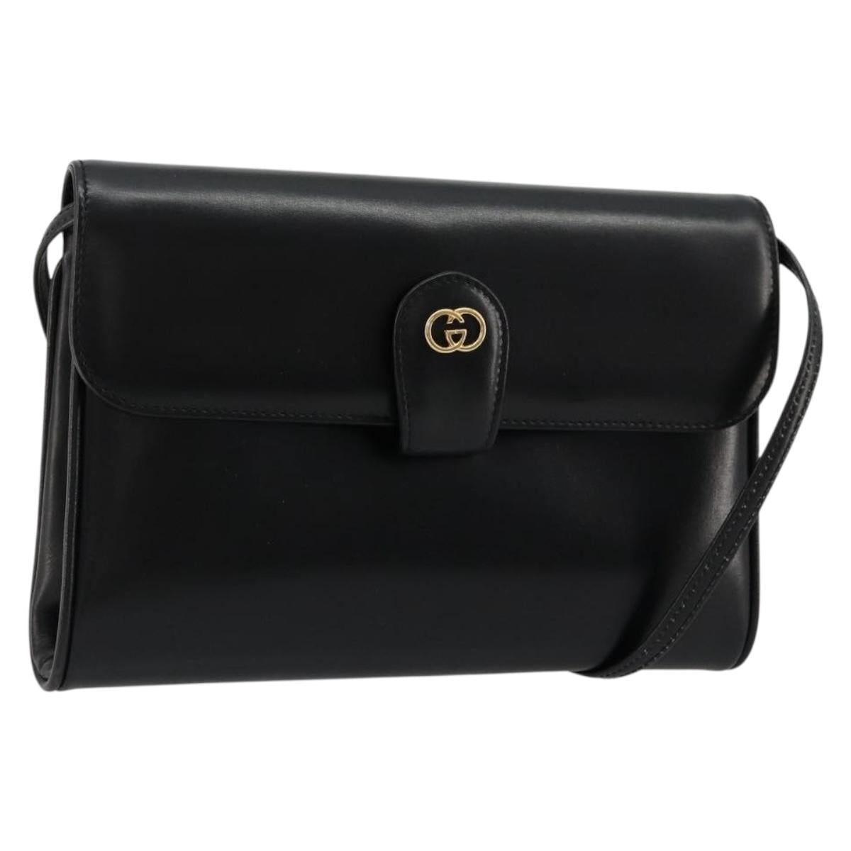 GUCCI Shoulder Bag Leather Black Gold Auth ep14267A | Brand Street