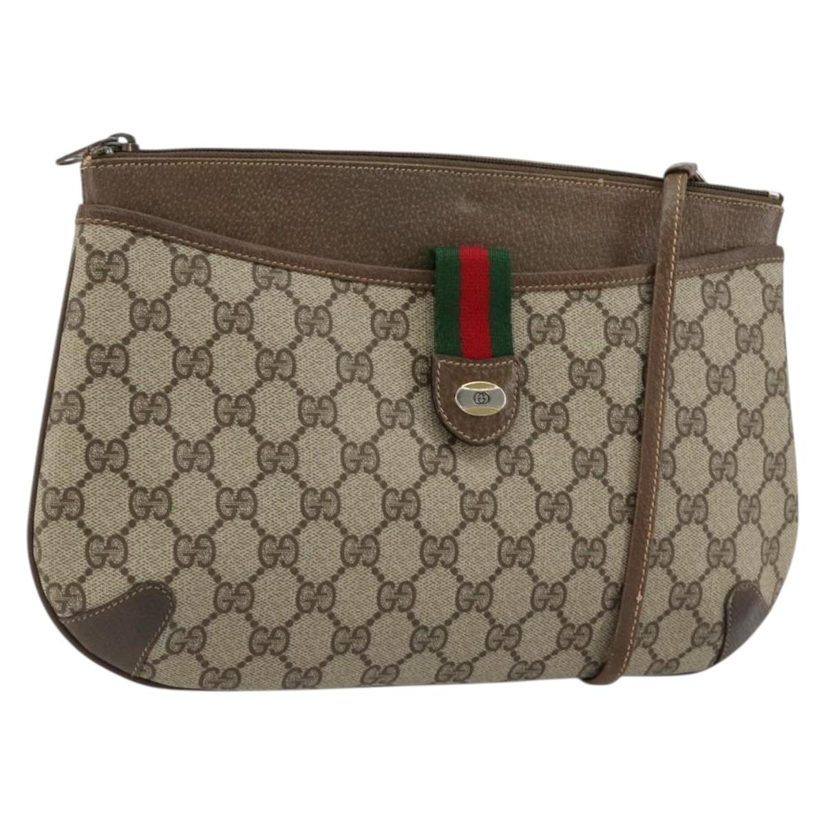 GUCCI GG Supreme Web Sherry Line Bag PVC Beige Gold 904 02 026