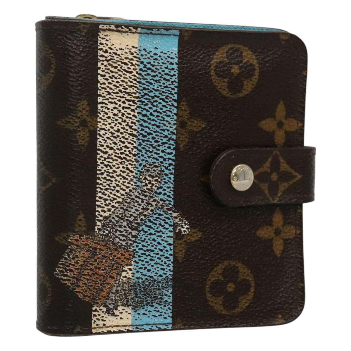 LOUIS VUITTON Monogram Groom Compact Zip Wallet Blue M60036 LV