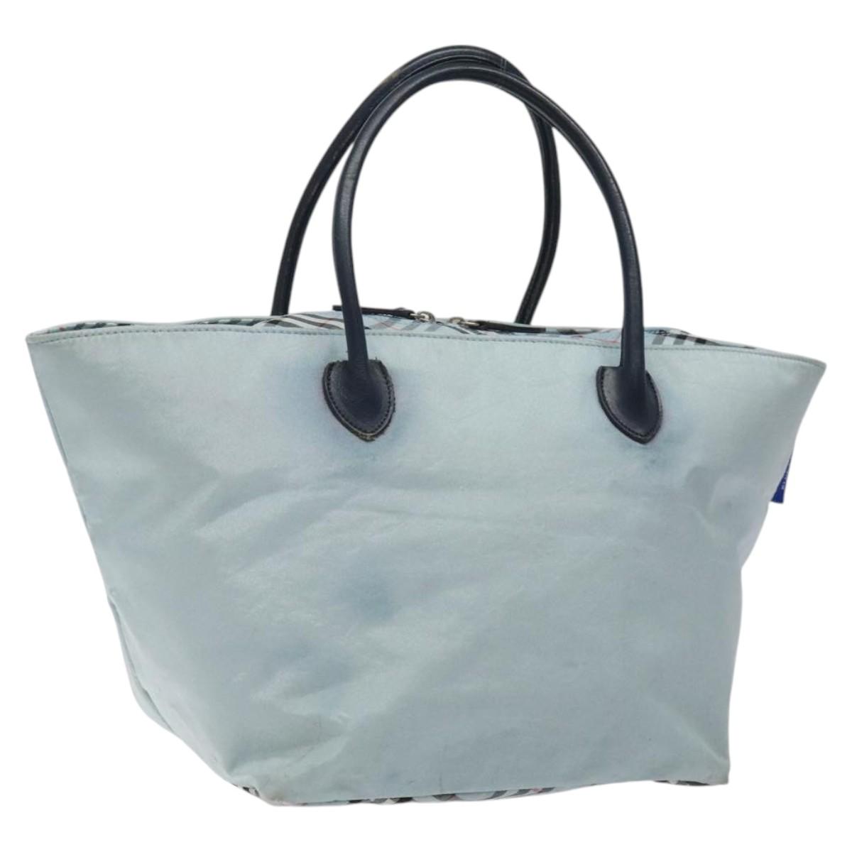 BURBERRY Blue Label Hand Bag Nylon Blue Silver Auth hs1718 | Brand