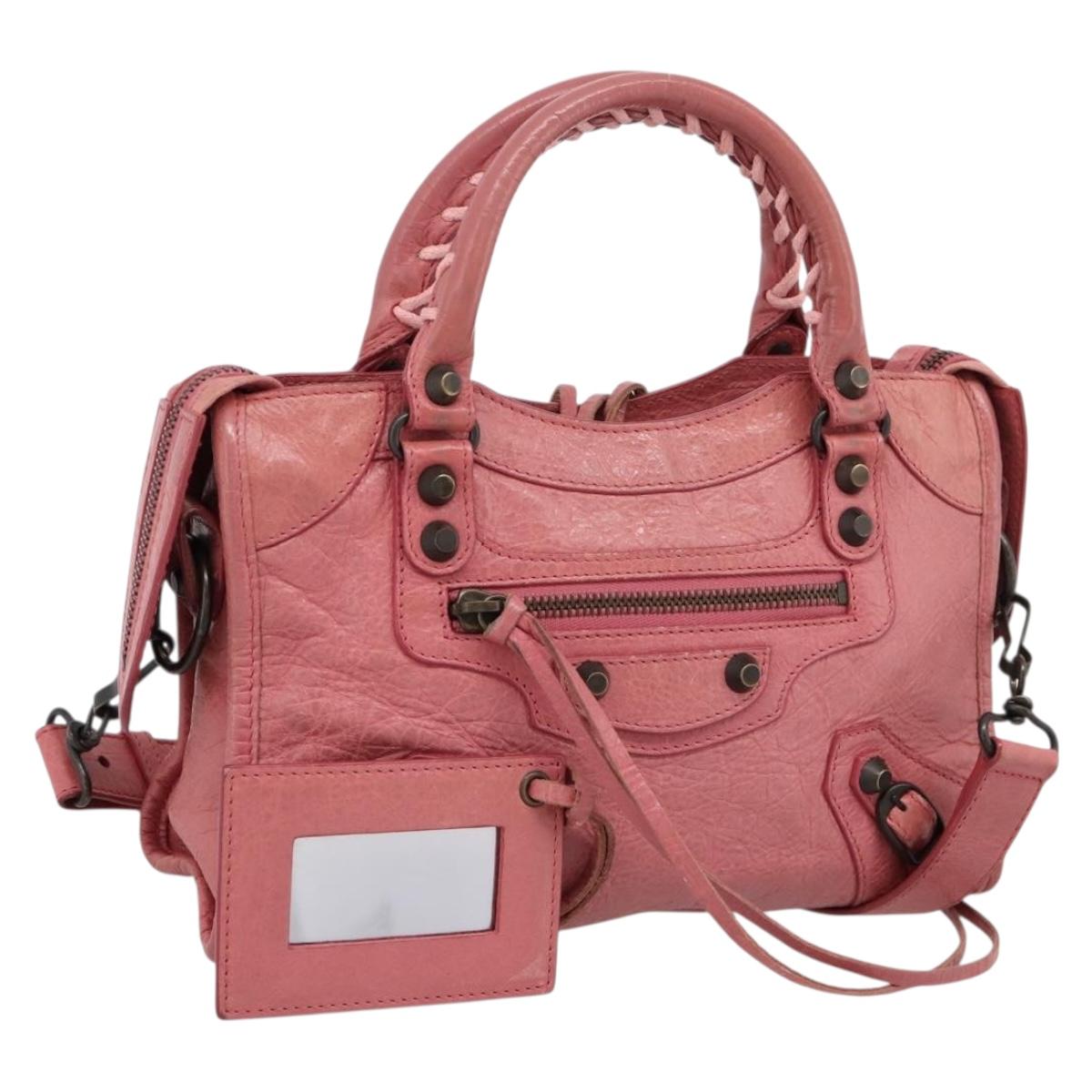 BALENCIAGA Classic Mini City Hand Bag Leather 2way Pink 300295