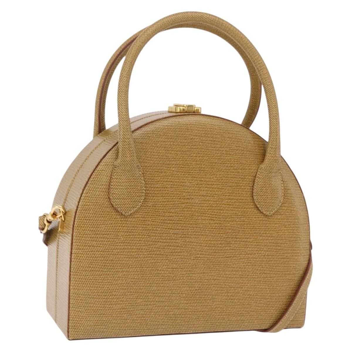 FENDI Hand Bag Leather 2way Beige Gold Auth ka6408 | Brand Street