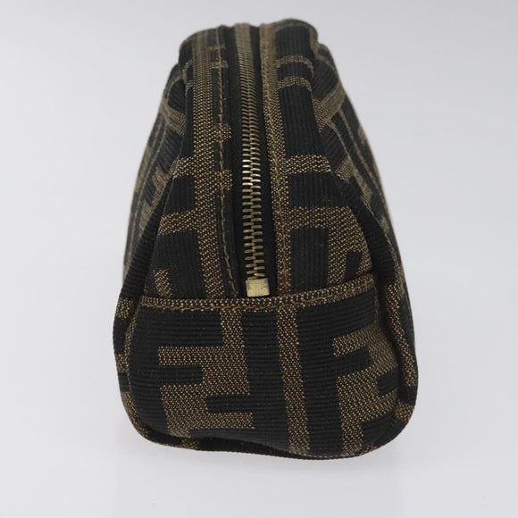 FENDI Zucca Canvas Pouch Brown Black Auth KD058