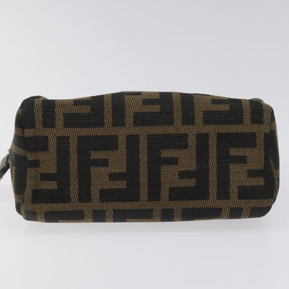 FENDI Zucca Canvas Pouch Brown Black Auth KD058
