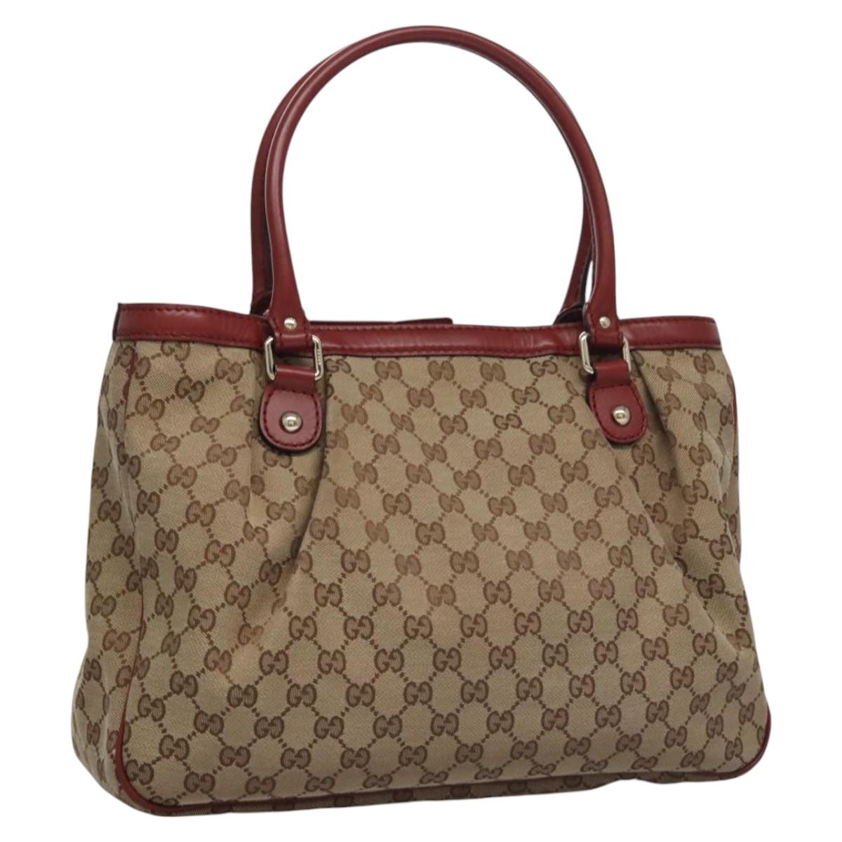 GUCCI GG Canvas Tote Bag Beige Gold Red 296835 Auth KD123 | Brand