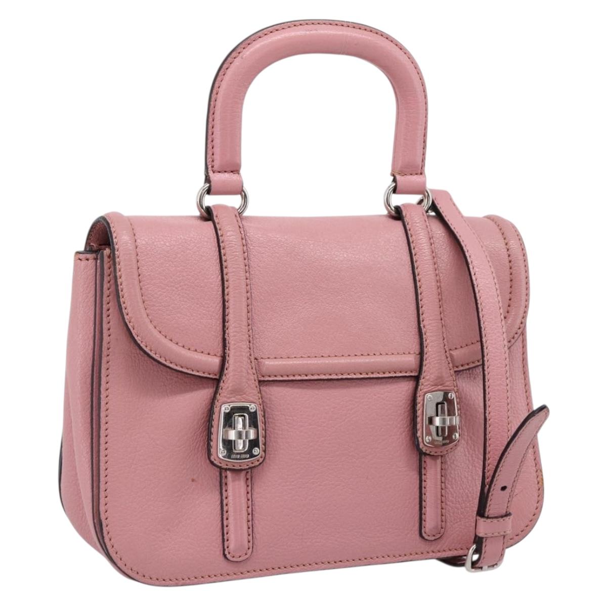 Miu Miu Hand Bag Leather 2way Pink Silver Auth mr2964A | Brand