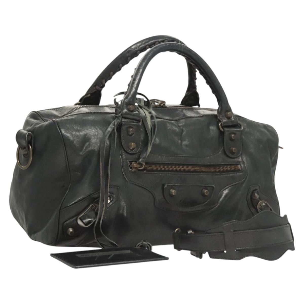 BALENCIAGA The Zizy Hand Bag Leather 2way Black 128523 Auth