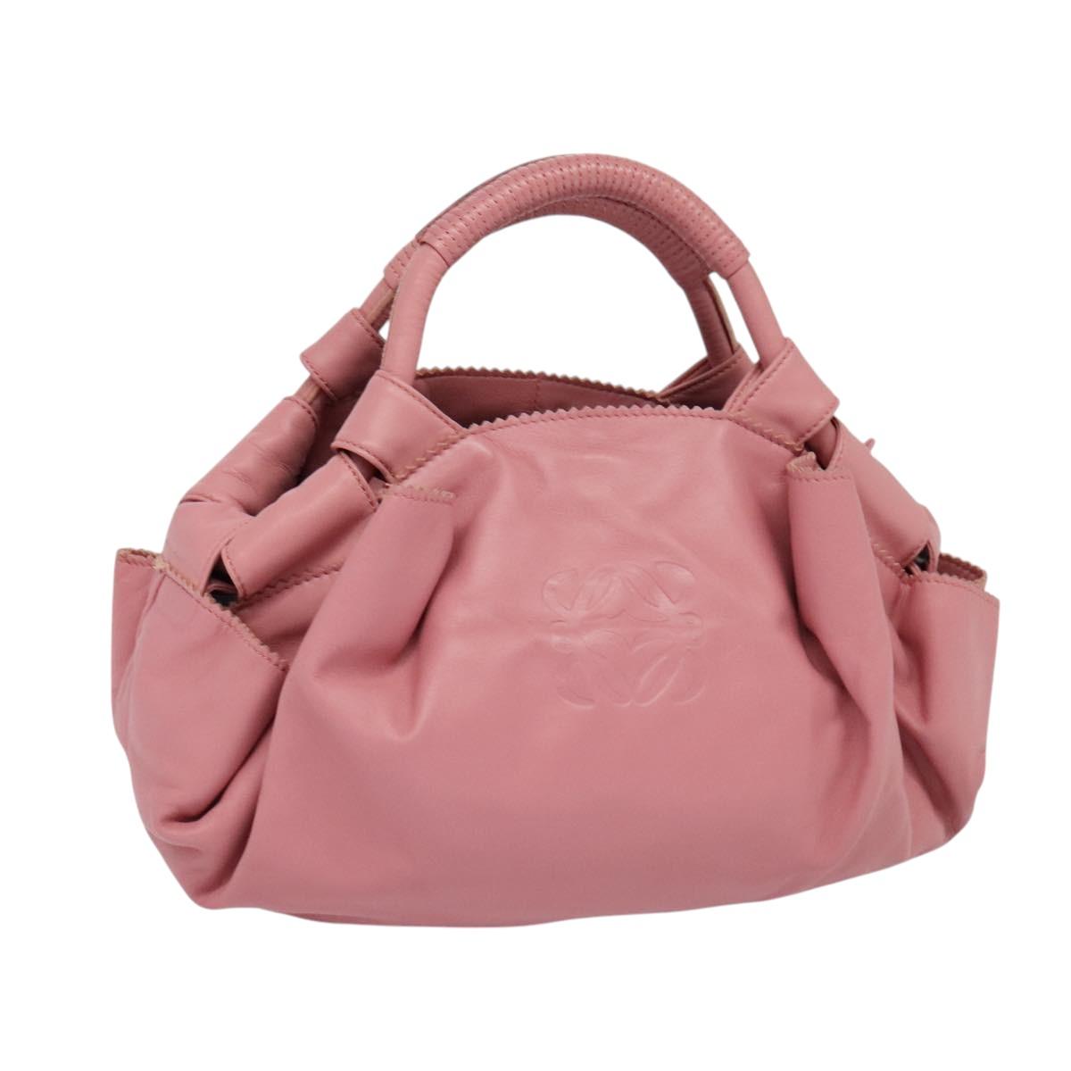 LOEWE Nappa Aire Anagram Hand Bag Leather Pink Silver Auth