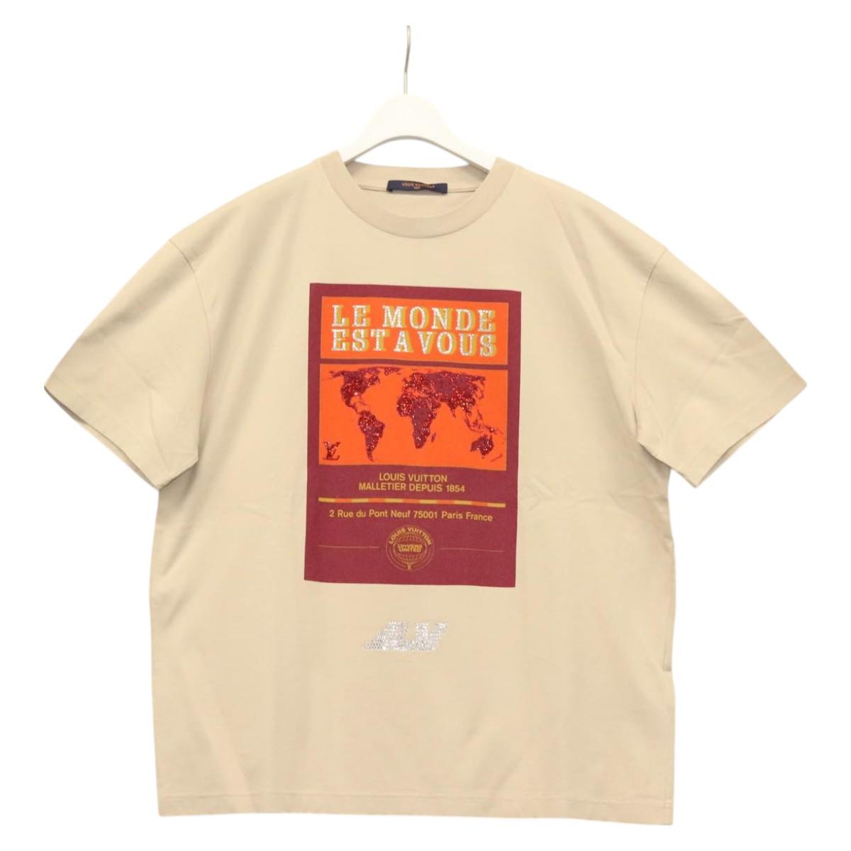 LOUIS VUITTON T Shirt Cotton Beige LV Auth ym008M | Brand Street Tokyo