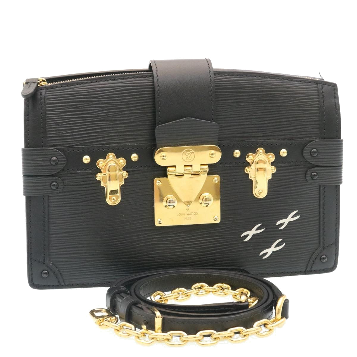 LOUIS VUITTON Epi Trunk Clutch 2Way Shoulder Bag Black M53052 LV