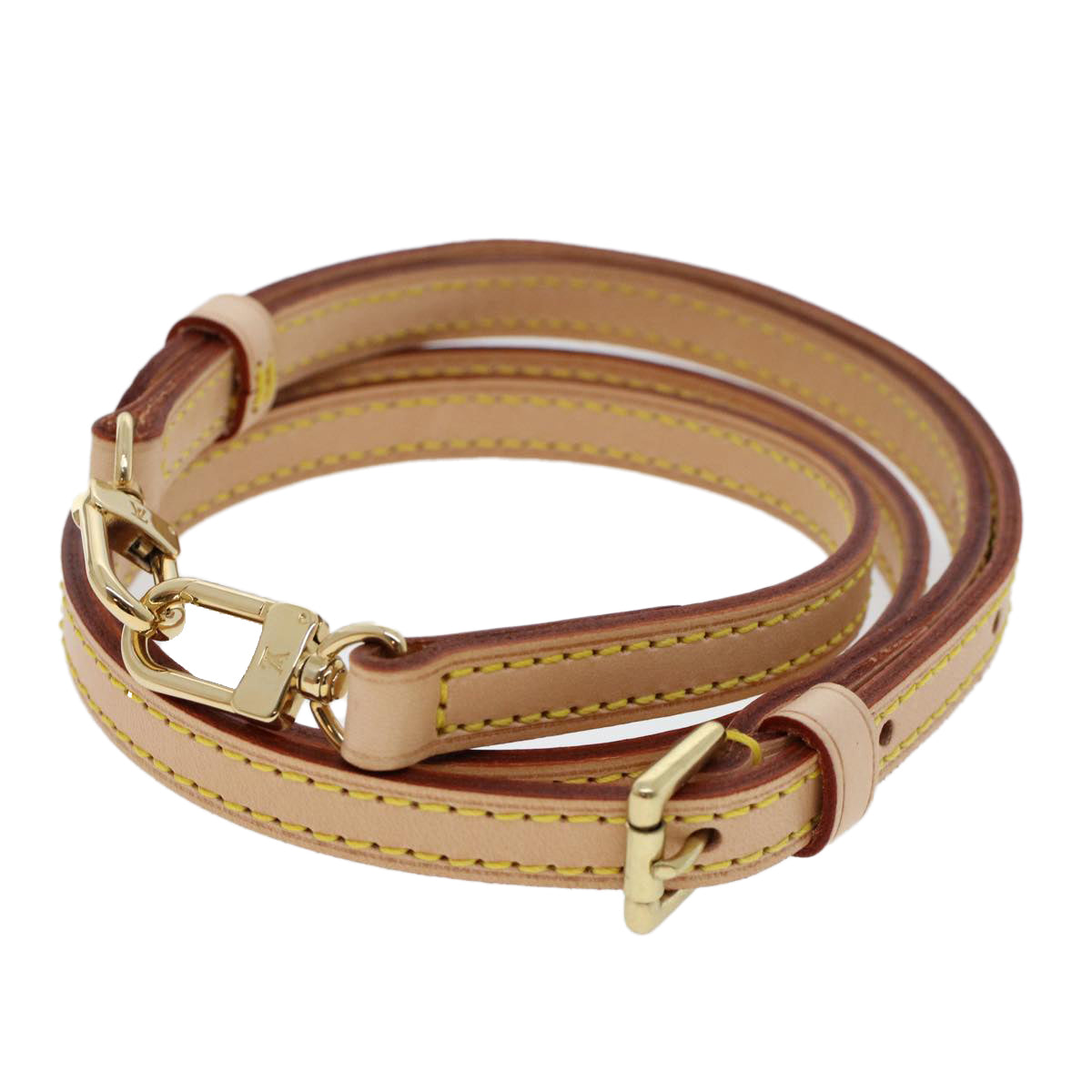 LOUIS VUITTON Shoulder Strap Leather Beige LV Auth