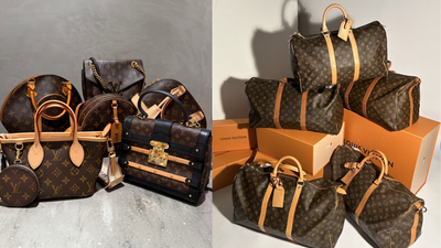 Louis Vuitton handbags on display at Brand Street Tokyo.