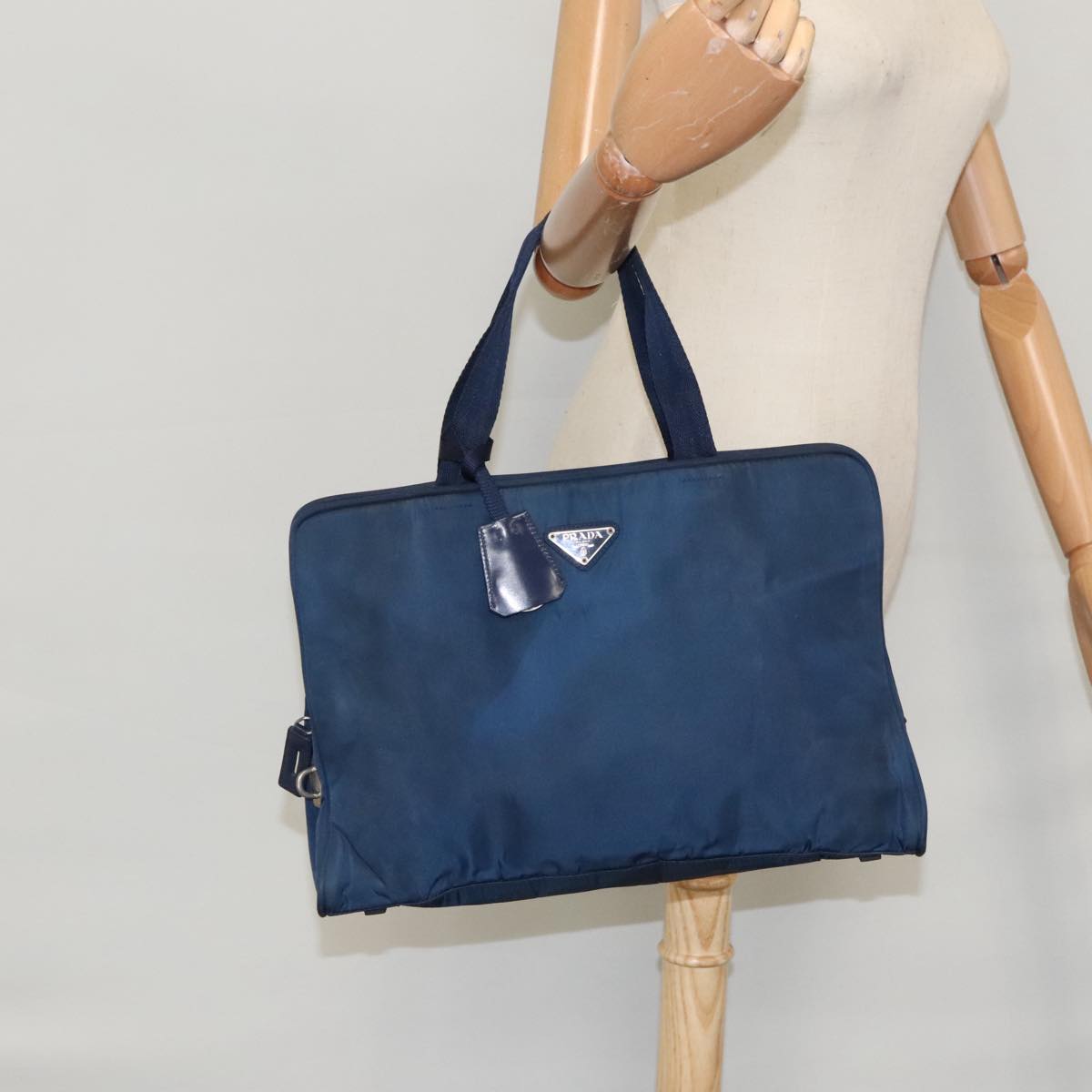 PRADA Hand Bag Nylon Navy Auth 100016