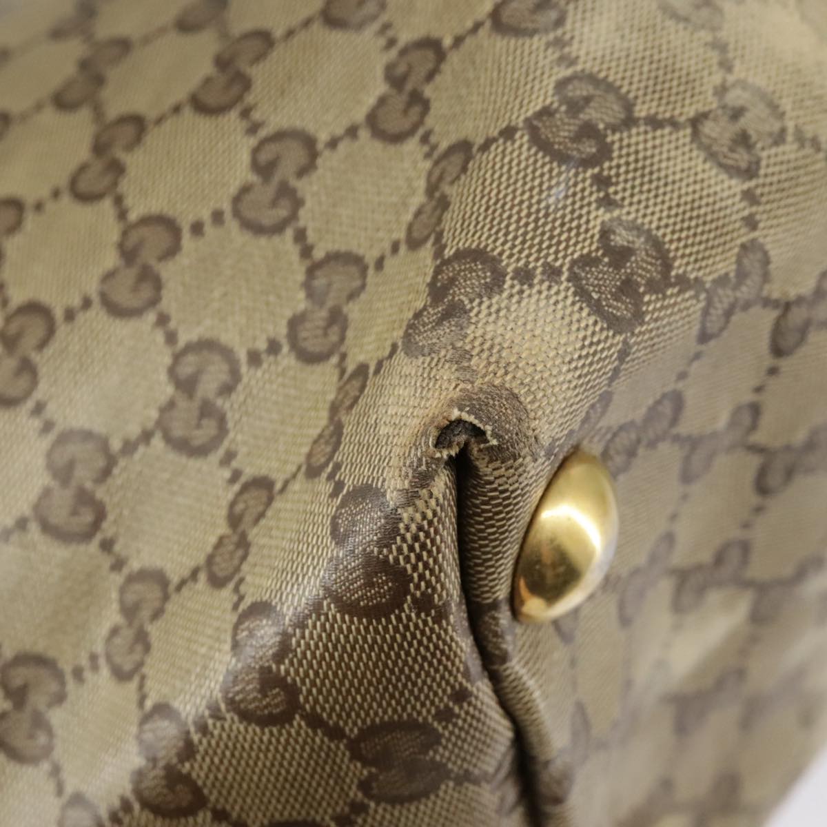 GUCCI GG Crystal Tote Bag Beige Gold 207291 Auth 100022