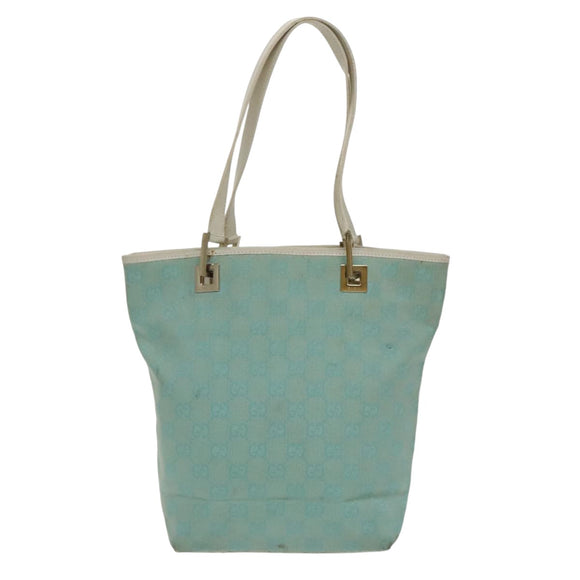 GUCCI GG Canvas Hand Bag Light Blue Gold 002 1099 Auth 100023