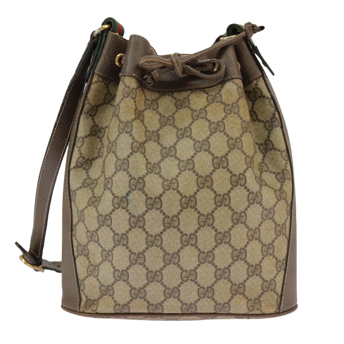 GUCCI GG Supreme Web Sherry Line Shoulder Bag PVC Beige 41 02 034 Auth 100025