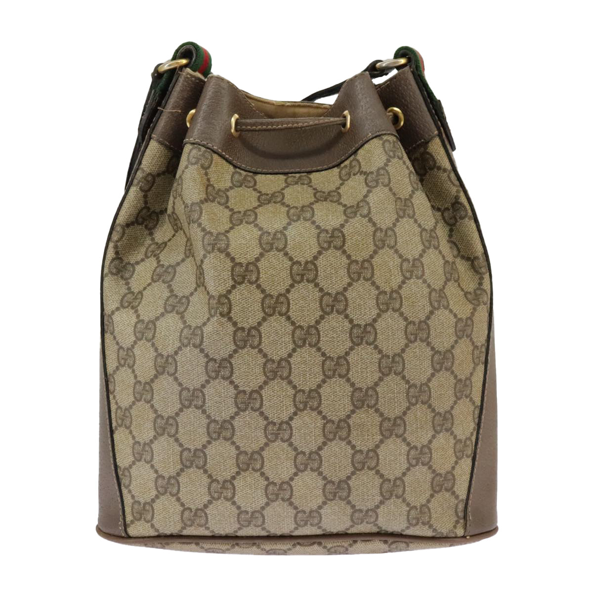 GUCCI GG Supreme Web Sherry Line Shoulder Bag PVC Beige 41 02 034 Auth 100025 - 0