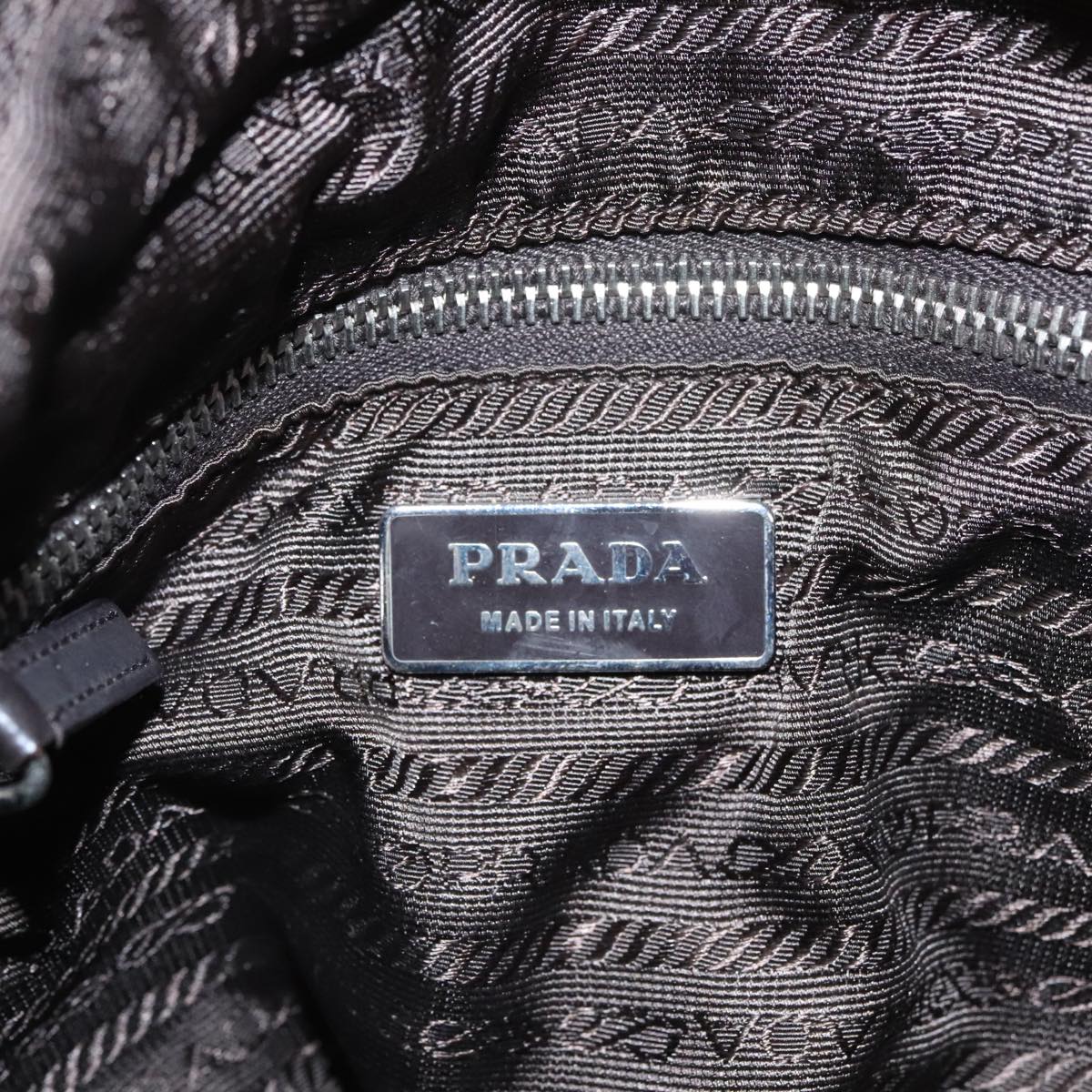 PRADA Tote Bag Nylon Khaki Silver Auth 100037