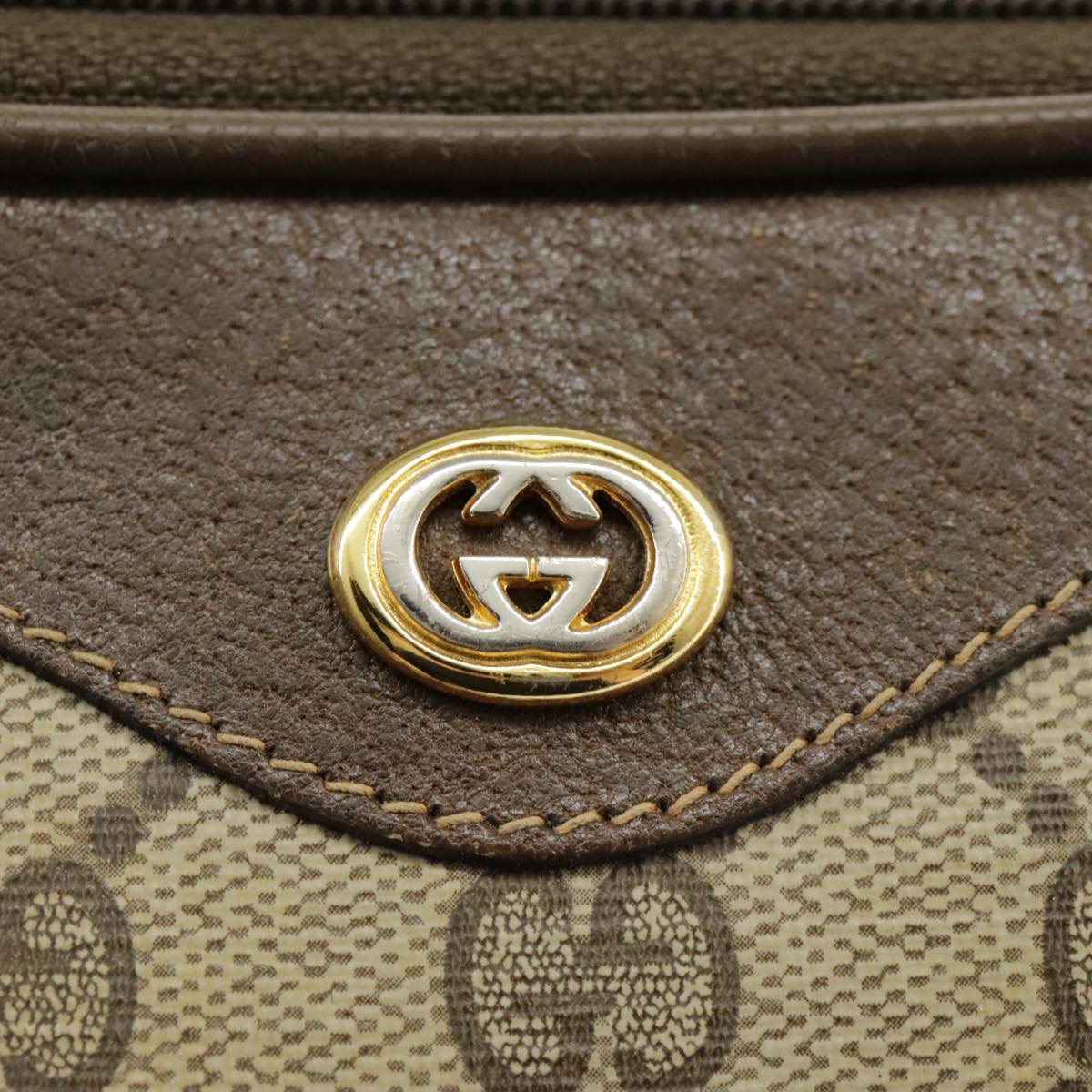 GUCCI GG Supreme Shoulder Bag PVC Beige Gold 97 02 068 Auth 100038