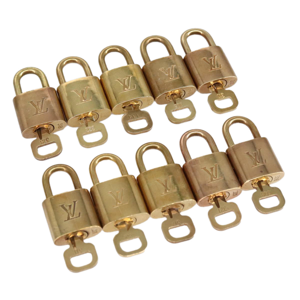 LOUIS VUITTON Padlock 10set metal Gold Tone LV Auth 100046