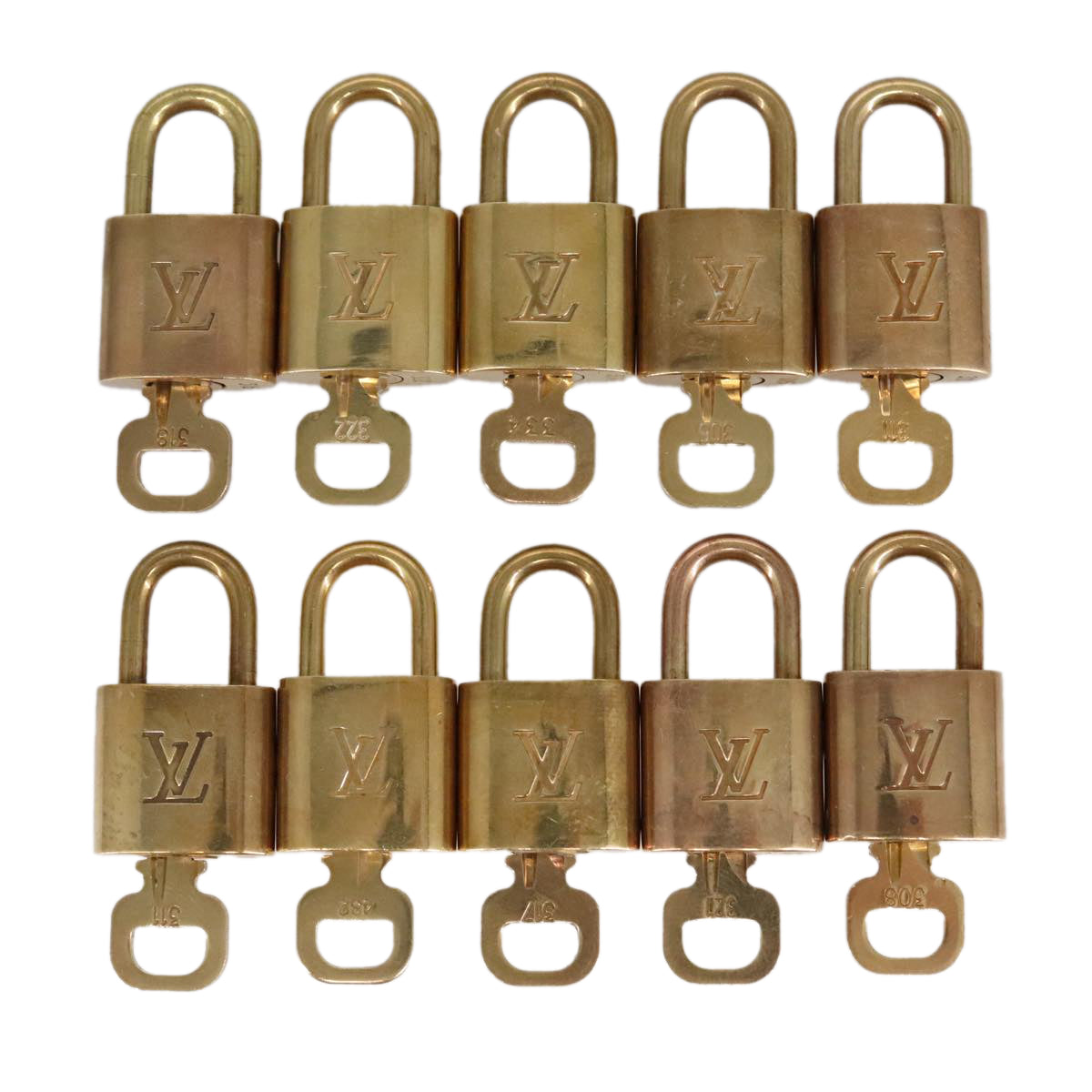 LOUIS VUITTON Padlock 10set metal Gold Tone LV Auth 100046