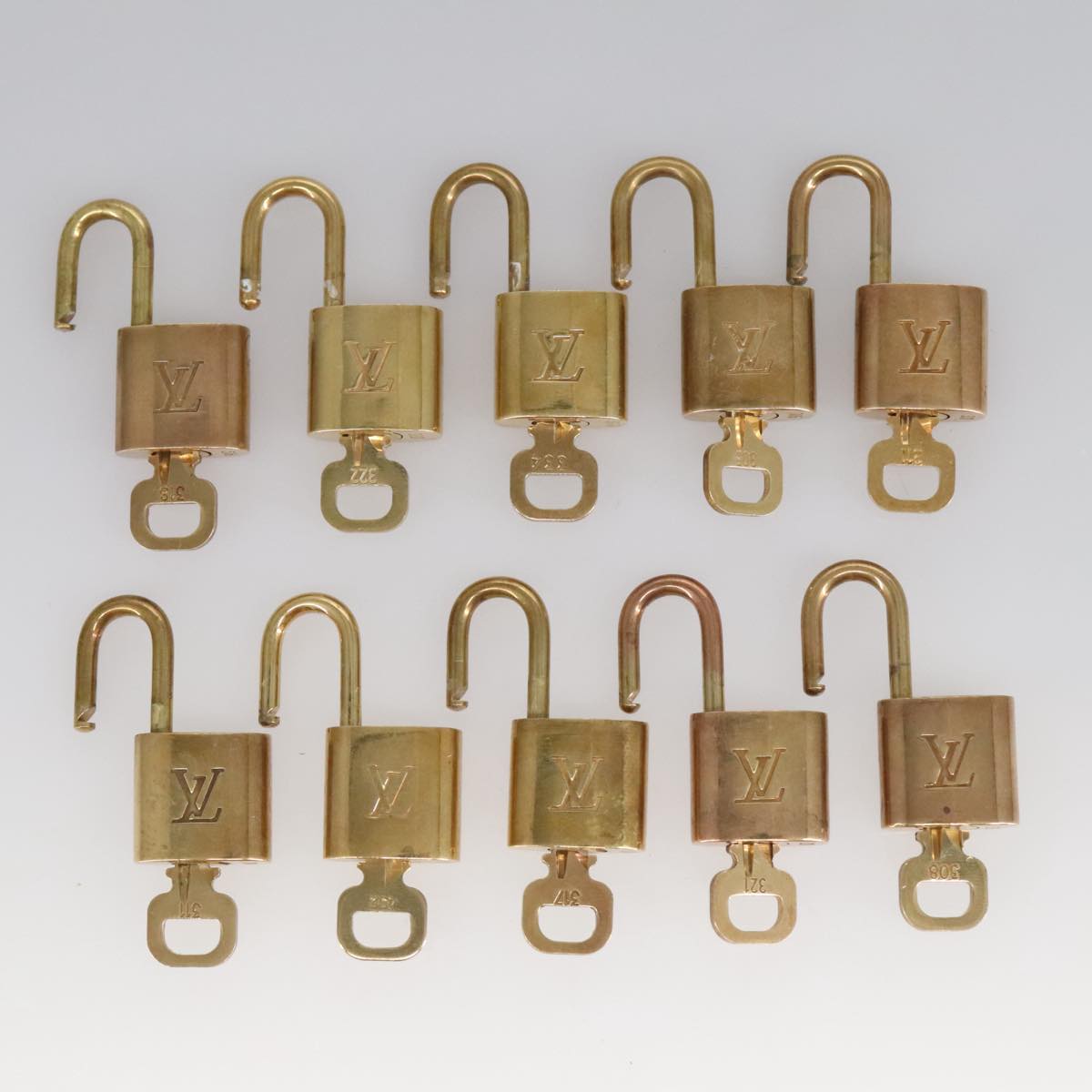 LOUIS VUITTON Padlock 10set metal Gold Tone LV Auth 100046