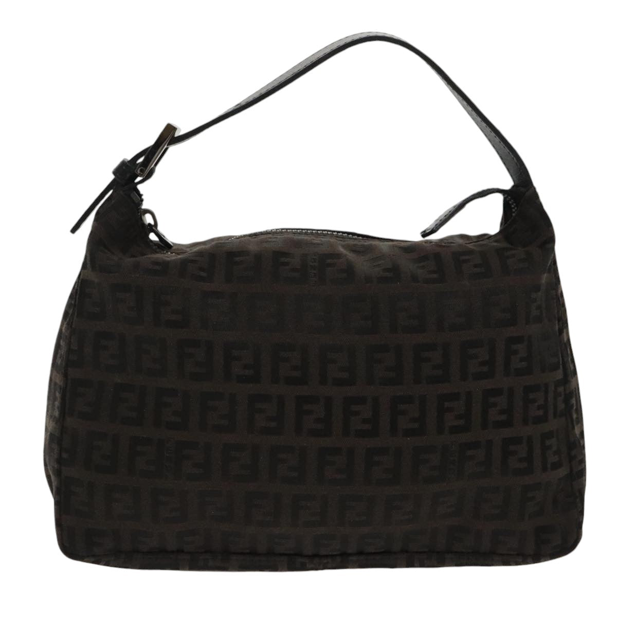 FENDI Zucchino Canvas Hand Bag Black Auth 100056