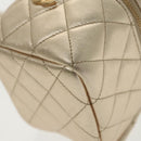 CHANEL Matelasse Chain Hand Bag Lamb Skin Gold CC Auth 100060AV-15