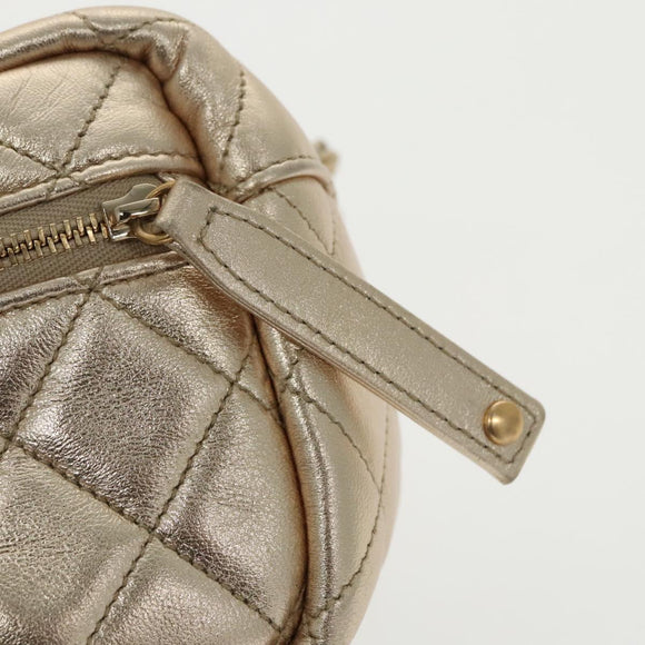 CHANEL Matelasse Chain Hand Bag Lamb Skin Gold CC Auth 100060AV