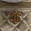 CHANEL Matelasse Chain Hand Bag Lamb Skin Gold CC Auth 100060AV-19